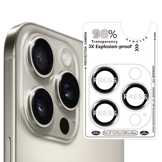BİNANO IPHONE 16 PRO/16 PRO MAX SAFİR NATUREL KAMERA KORUYUCU