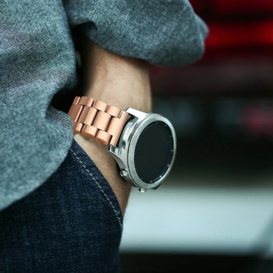 BİPOWER Samsung Watch 22mm KRD5 Klasik Metal Kordon Gümüş