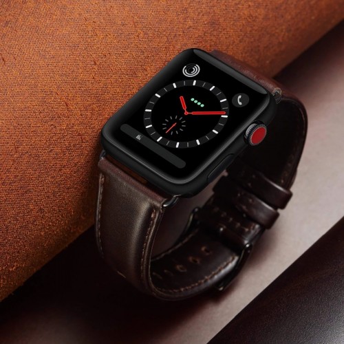 BİPOWER Apple Watch 38-40mm KRD10 Deri Kordon Gri̇