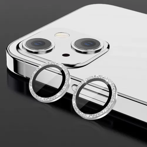 Binano iPhone 11/12 Mini Diamond Kamera Koruyucu Silver