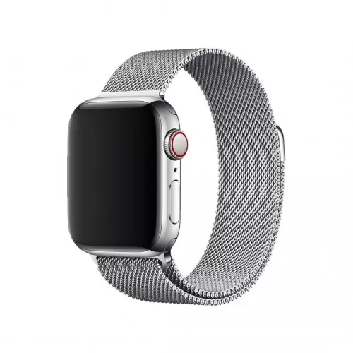 BİPOWER Apple Watch 42-44mm KRD1 Metal Hasır Kordon Gümüş