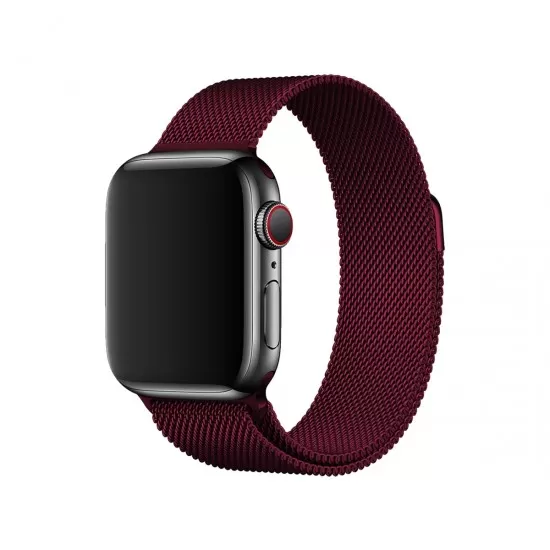 BİPOWER Apple Watch 42-44mm KRD1 Metal Hasır Kordon Bordo BİPOWER Apple Watch 42-44mm KRD1 Metal Hasır Kordon Bordo