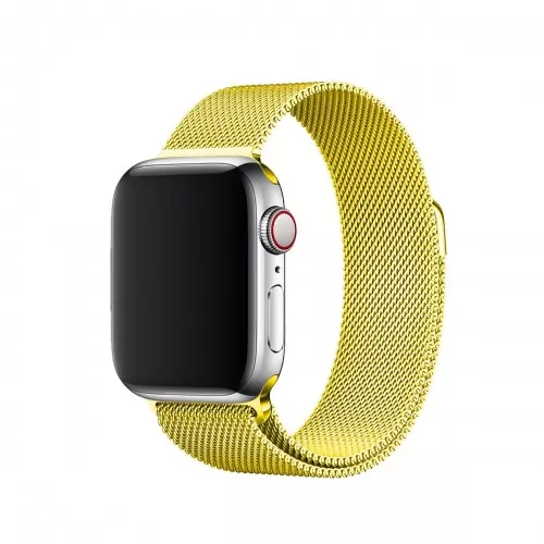 BİPOWER Apple Watch 42-44mm KRD1 Metal Hasır Kordon Sarı
