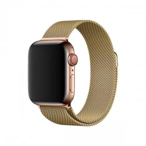 BİPOWER Apple Watch 42-44mm KRD1 Metal Hasır Kordon Altın