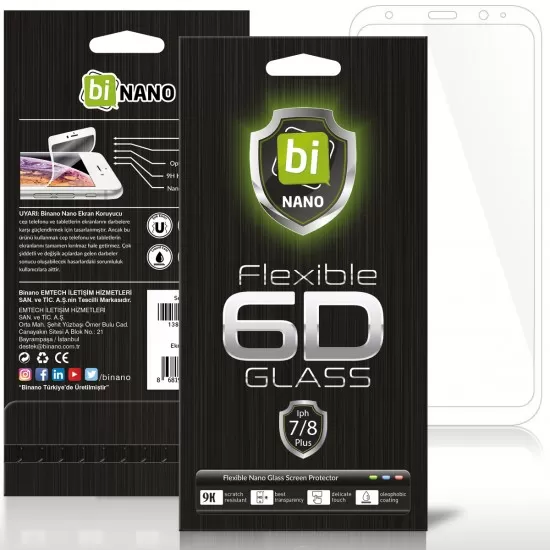 BİNANO 6D Iphone 7/8 Plus Beyaz Nano Ekran Koruyucu BİNANO 6D Iphone 7/8 Plus Beyaz Nano Ekran Koruyucu
