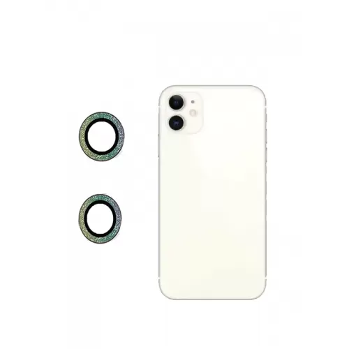 Binano iPhone 12 Diamond Kamera Koruyucu Karışık Yeşil